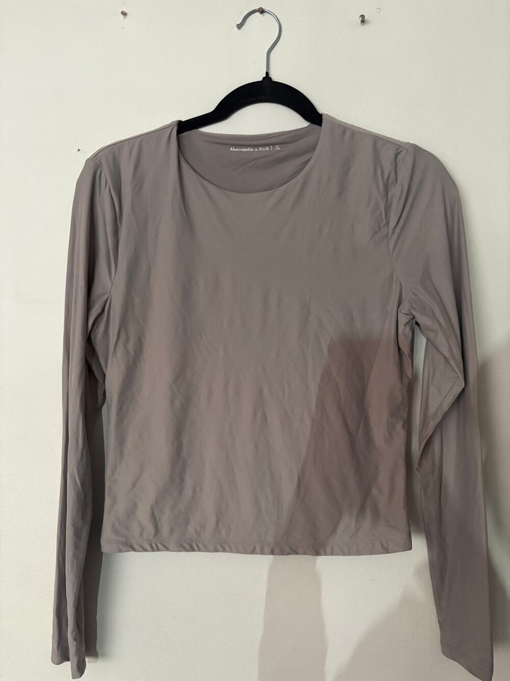 Abercrombie & Fitch Top Taupe Brown Double Lined Long Sleeve Sz L